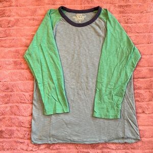 Crewcuts size 16 baseball T, green and blue, unisex